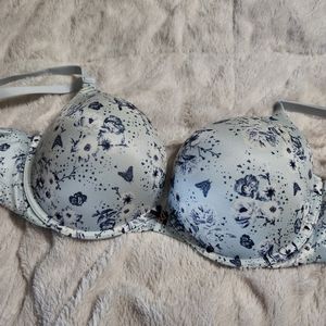 NWT 38D Blue Floral Victoria's Secret Pushup Bra